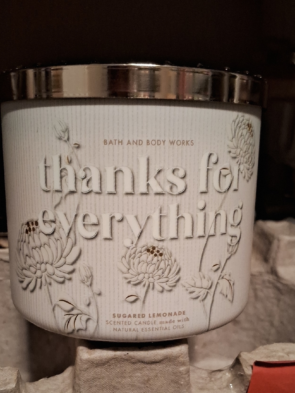 Bath & Body Works White & Gold 'Thanks For Everything' Sugared Lemonade Candle